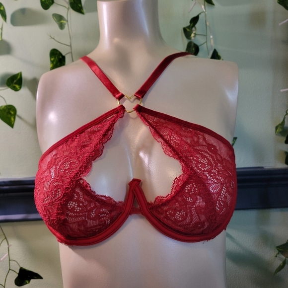 Frederick’s of Hollywood Red Lace Bra & Panty Set Lover Style S/M NWT - Picture 2 of 8